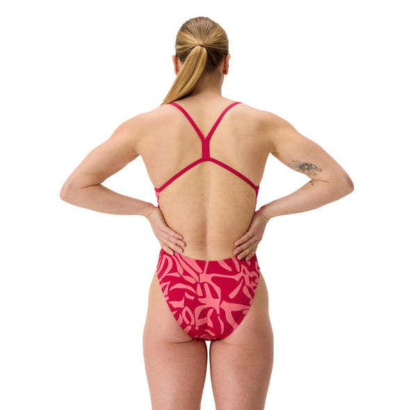 Speedo Women's Printed V-Back 2.0 One Piece Swimsuit
