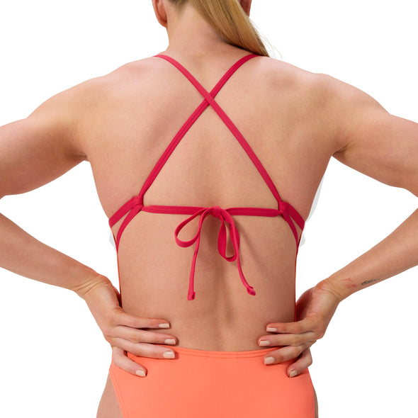 Speedo Solid Tieback Swimsuit - Orange