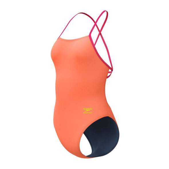 Speedo Solid Tieback Swimsuit - Orange