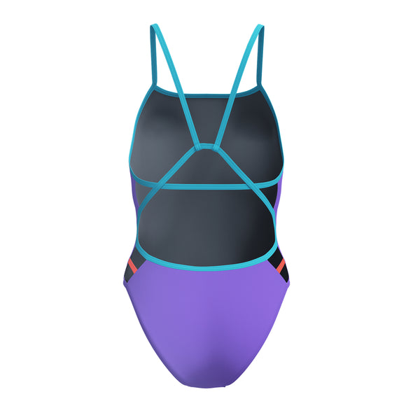 Speedo Solid Tri Back One Piece Swimsuit - Purple