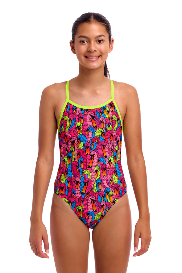 Funkita Swan City Girls Single Strap One Piece Swimsuit