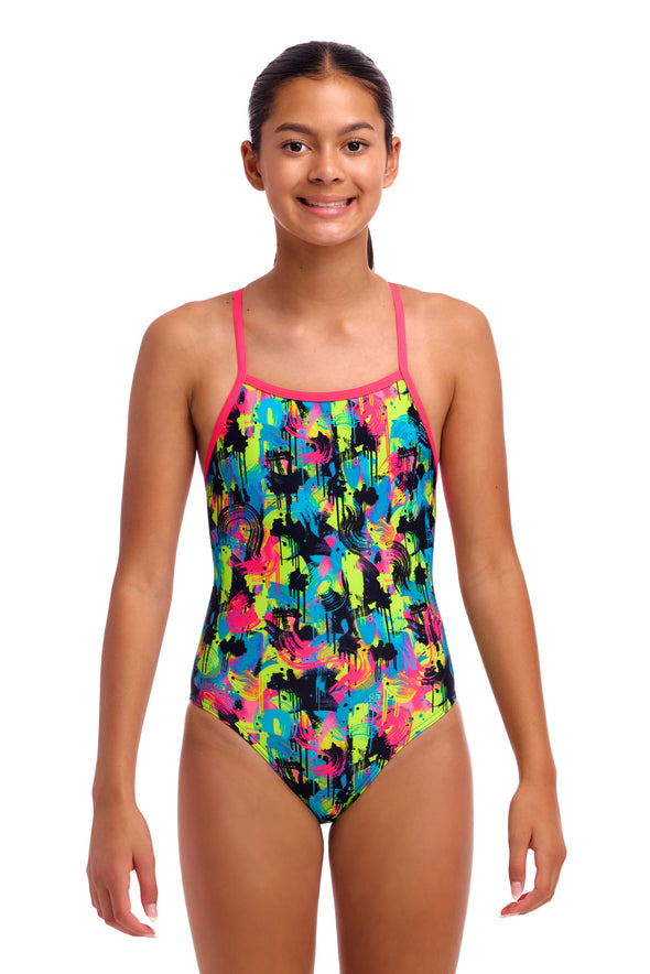 Funkita Blotchy Babe Strapped In Girls One Piece Swimsuit