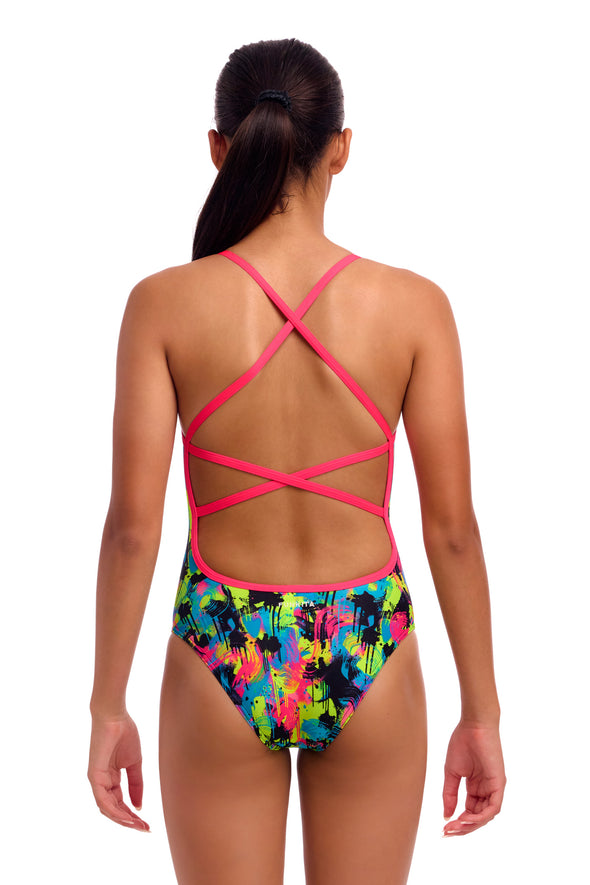 Funkita Blotchy Babe Strapped In Girls One Piece Swimsuit