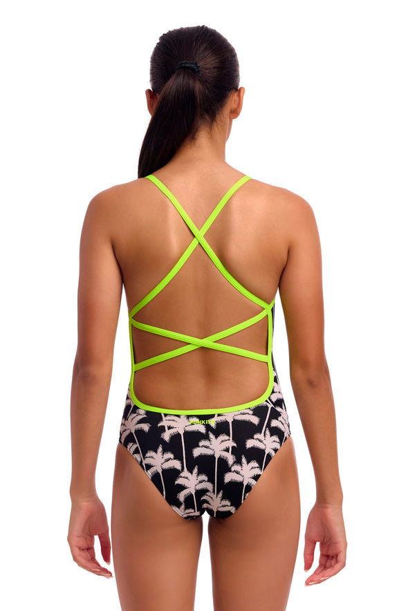 Funkita Palm Night Strapped In Girls One Piece Swimsuit