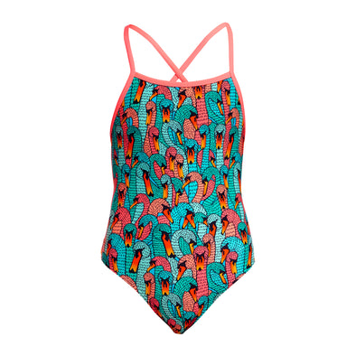 Funkita Swan See Swan Strapped In Girls One Piece Swimsuit
