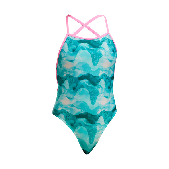 Funkita Teal Wave Strapped In Girls One Piece