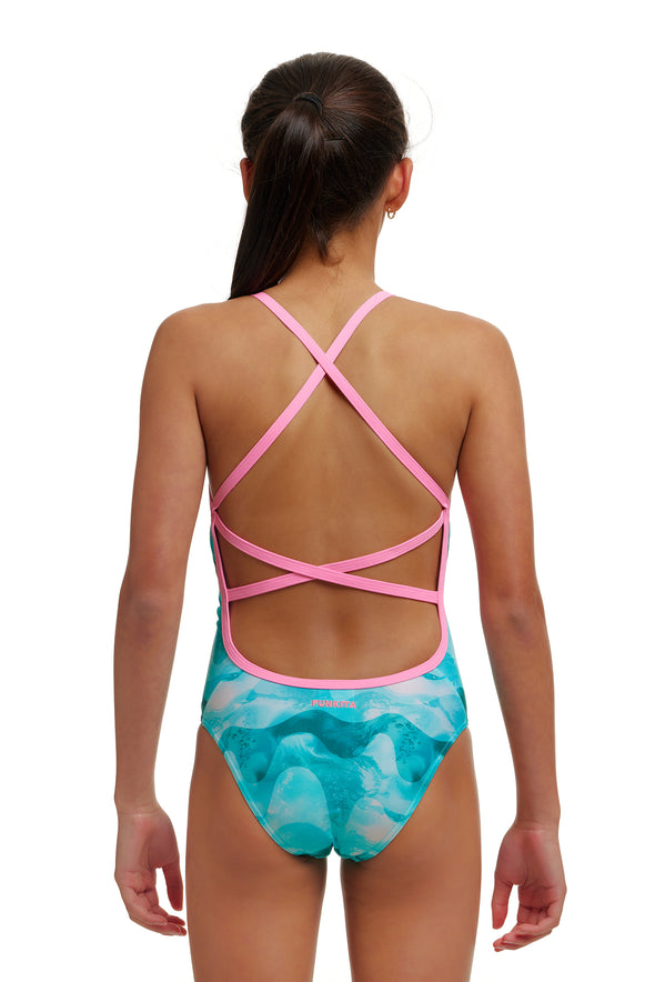 Funkita Teal Wave Strapped In Girls One Piece