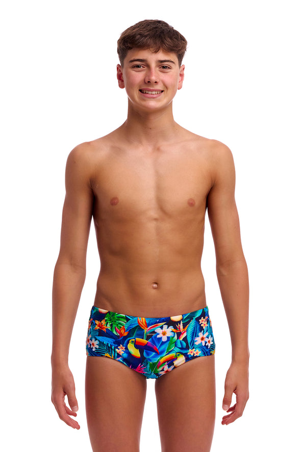 Funky Trunks Boy's Birdie Wordie Sidewinder Swim Trunks