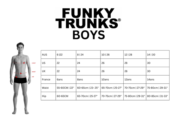 Funky Trunks Boy's Help Me Rhombus Sidewinder Trunks