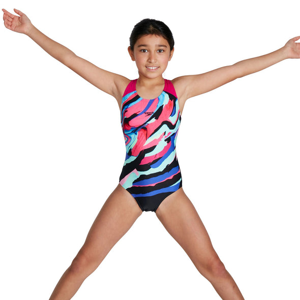 Speedo Girls Junior Digital Placement Splashback Swimsuit