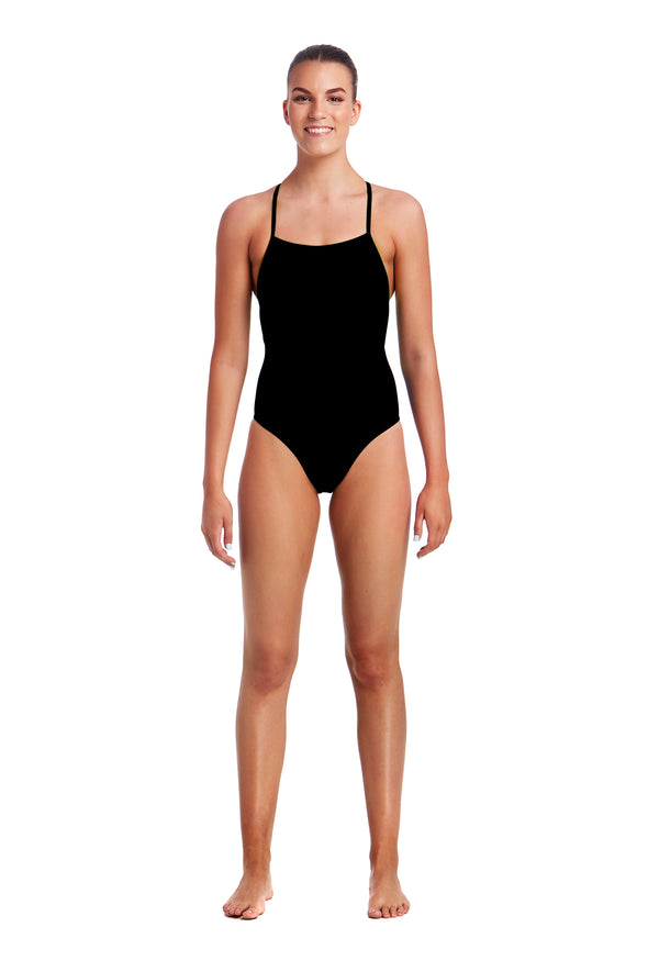 FUNKITA Still Black Ladies Strapped In One Piece Swimsuit